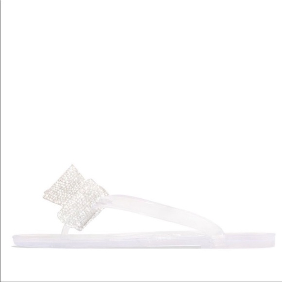 Rhinestone Double Bow Thong Sandal Clear - Picture 5 of 7